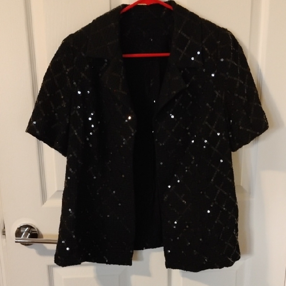 Peggy Jennings Vintage Black Sequin Blazer